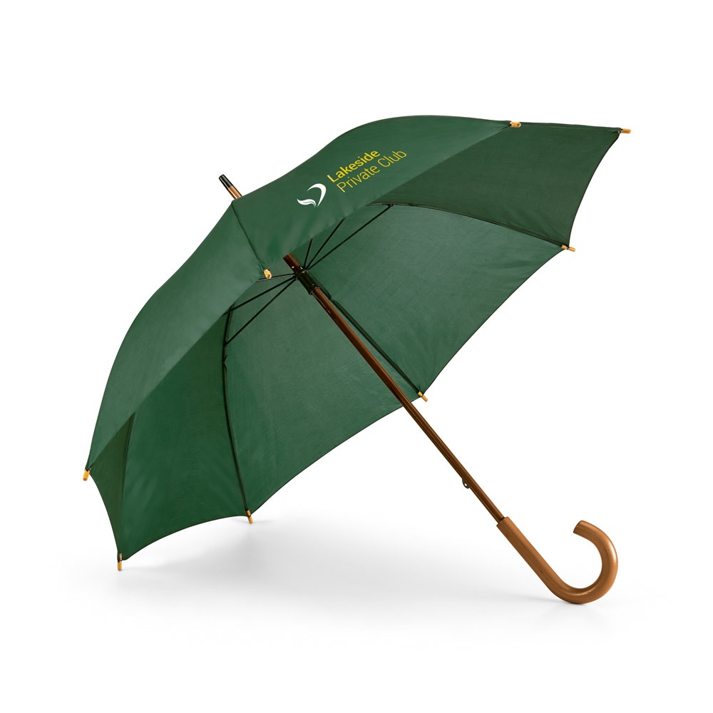 BETSEY. Regenschirm aus 190T-Polyester mit Holzgriff Dunkelgrün