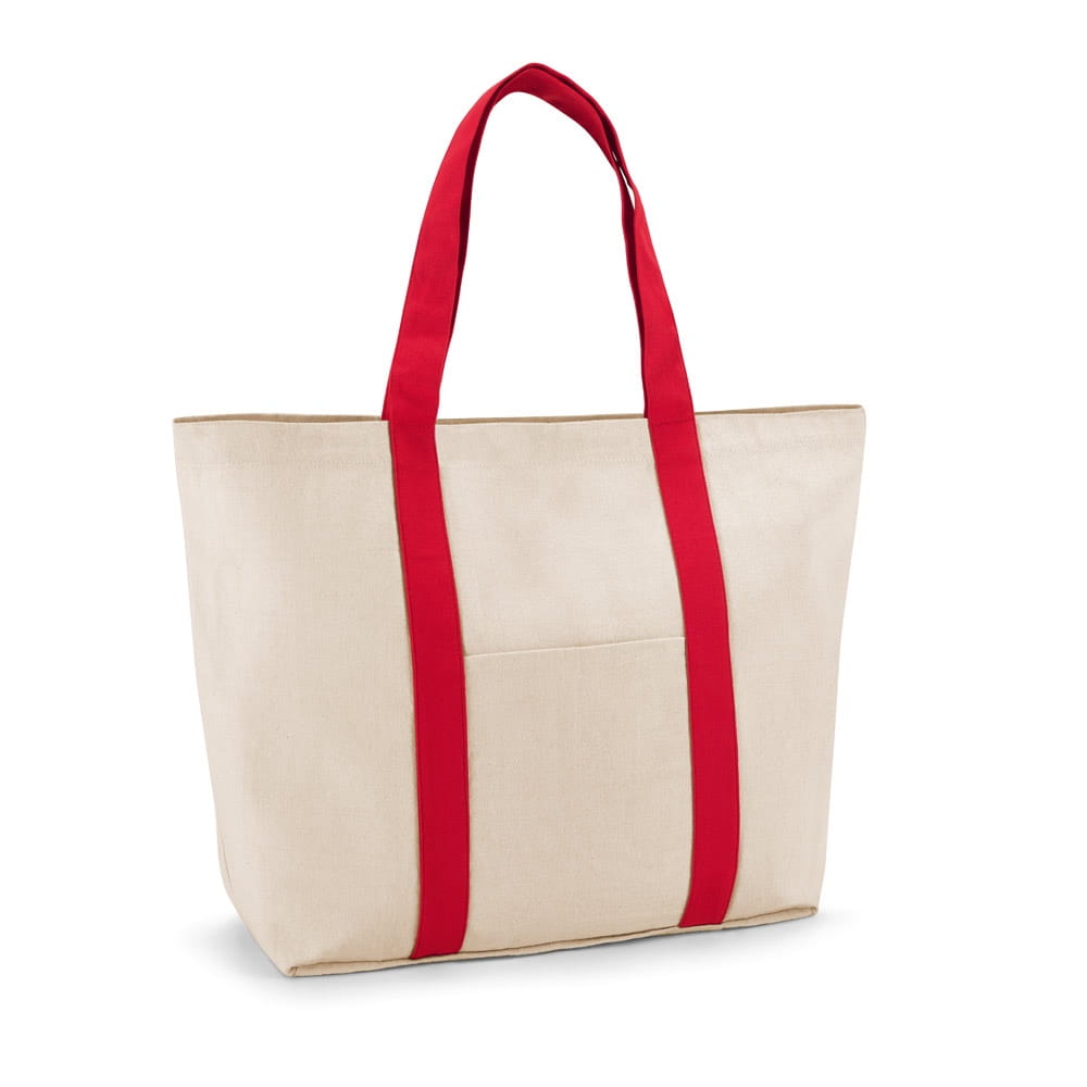 VILLE. Tragetasche aus 100% Canvas-Baumwolle mit einer Innentasche Rot