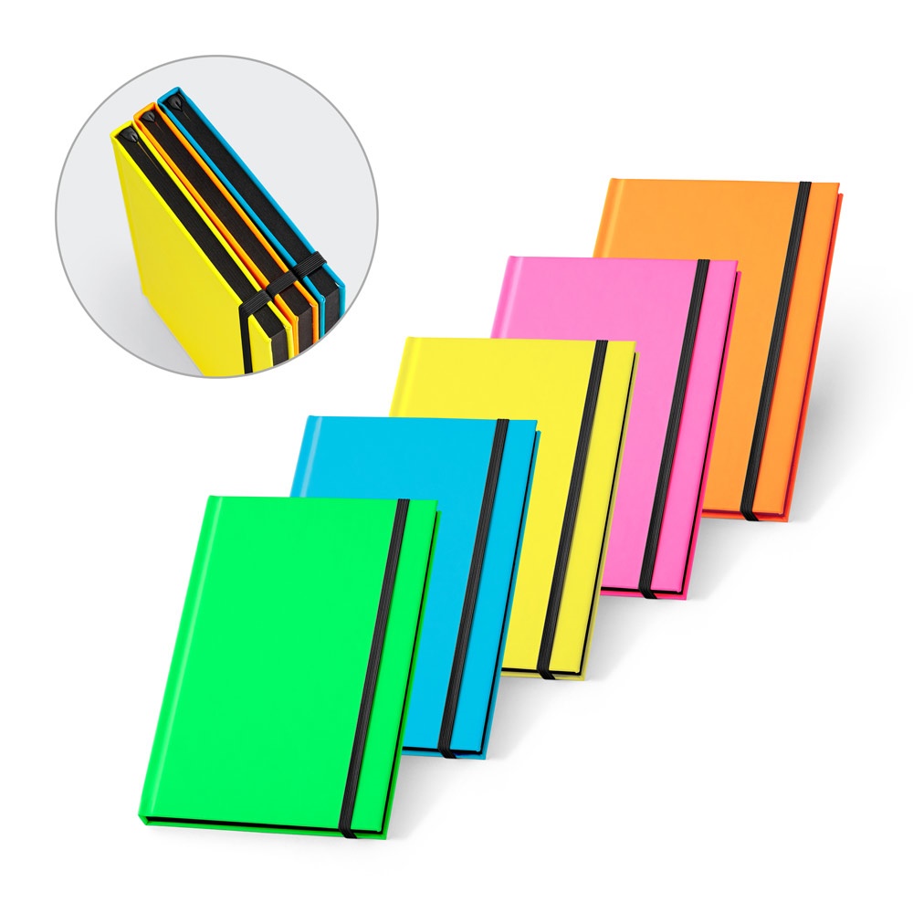 WATTERS. A5-Notizbuch aus fluoreszierendem PU. Linierte Blätter