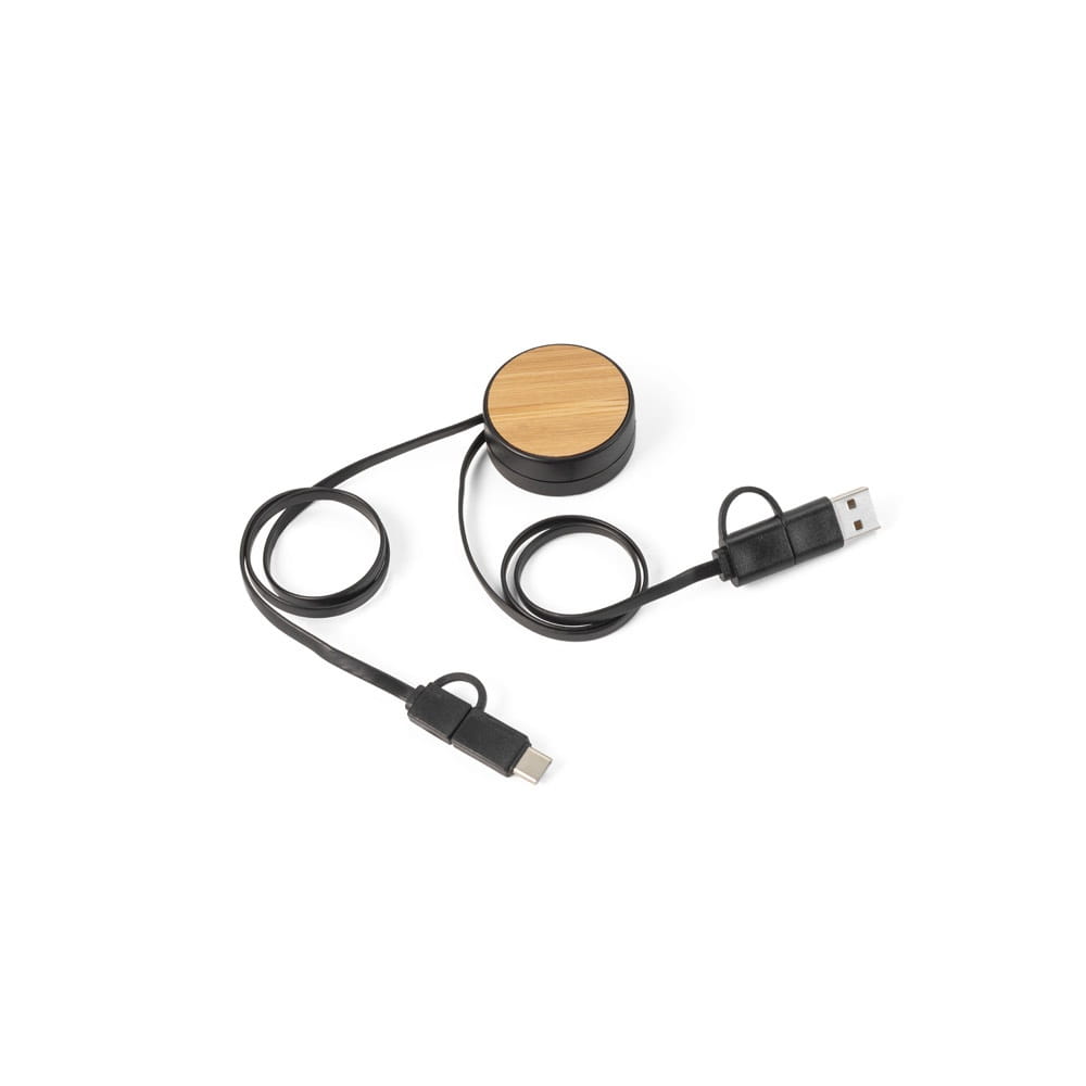 RUBINS. Ausziehbarer 5-in-1-Griff aus ABS und Bambus Schwarz