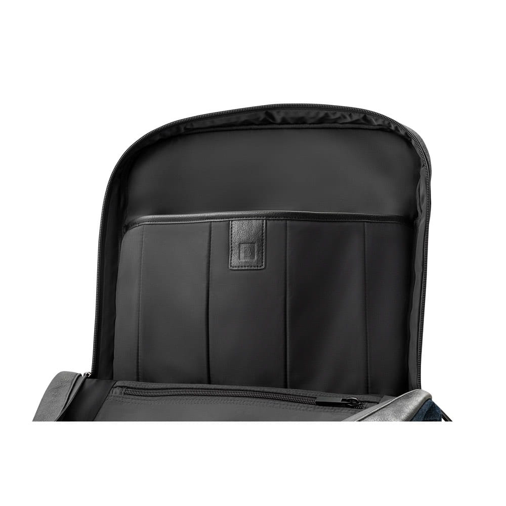 DIVERGENT BACKPACK I. Laptop-Rucksack bis zu 15.6'' aus Denim und PU Dunkelblau