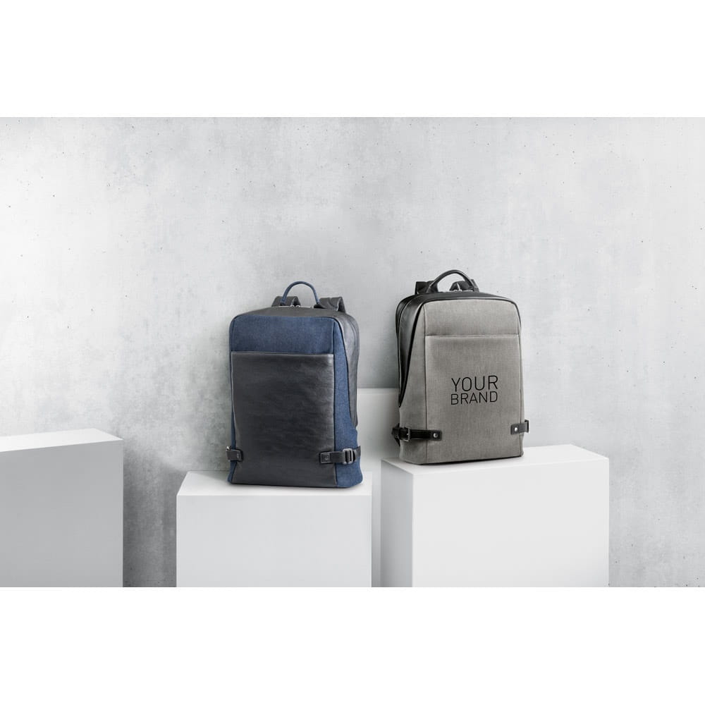 DIVERGENT BACKPACK I. Laptop-Rucksack bis zu 15.6'' aus Denim und PU