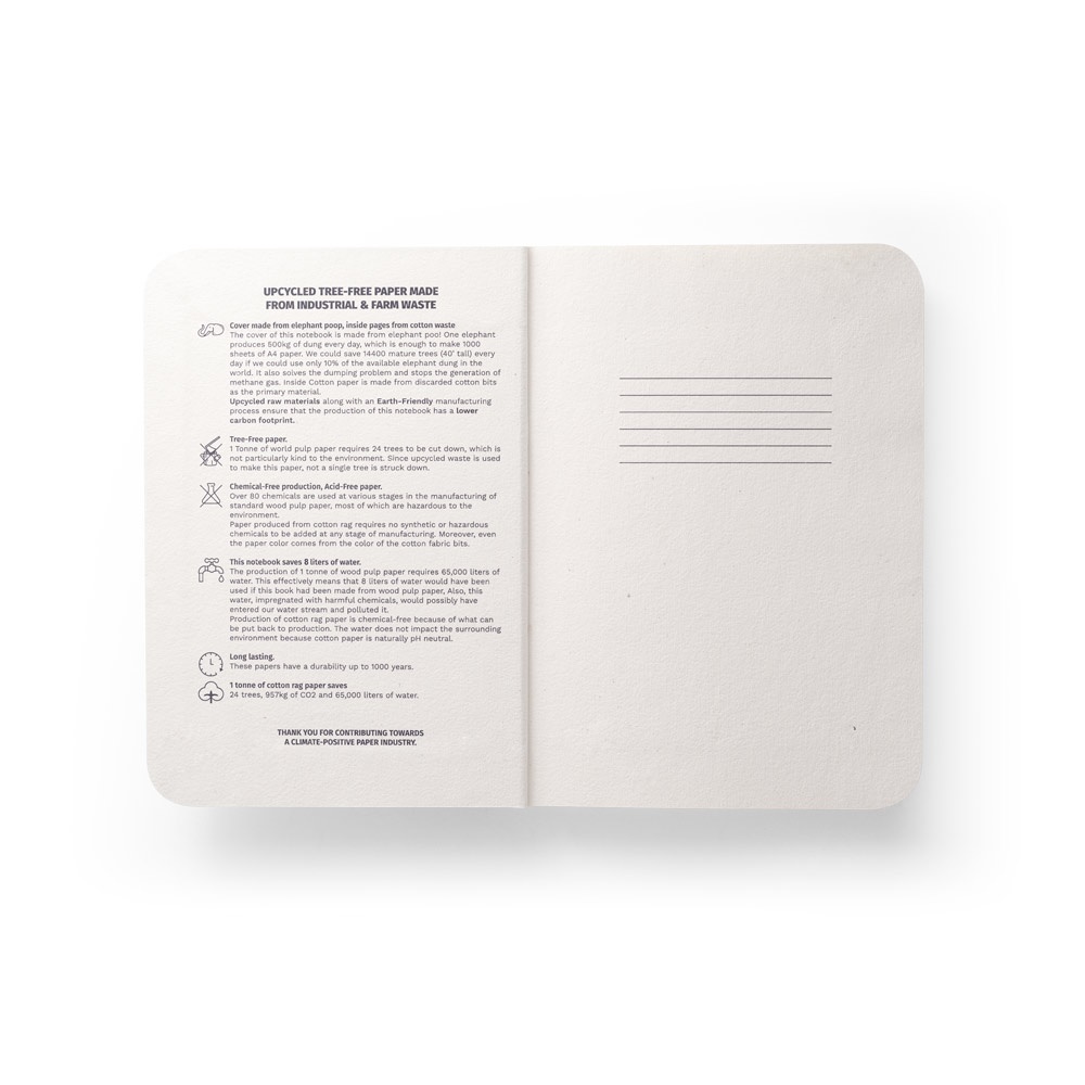 ORGANIC SEMI-RIGID. A5 Notizbuch aus Elefantendung Naturhell