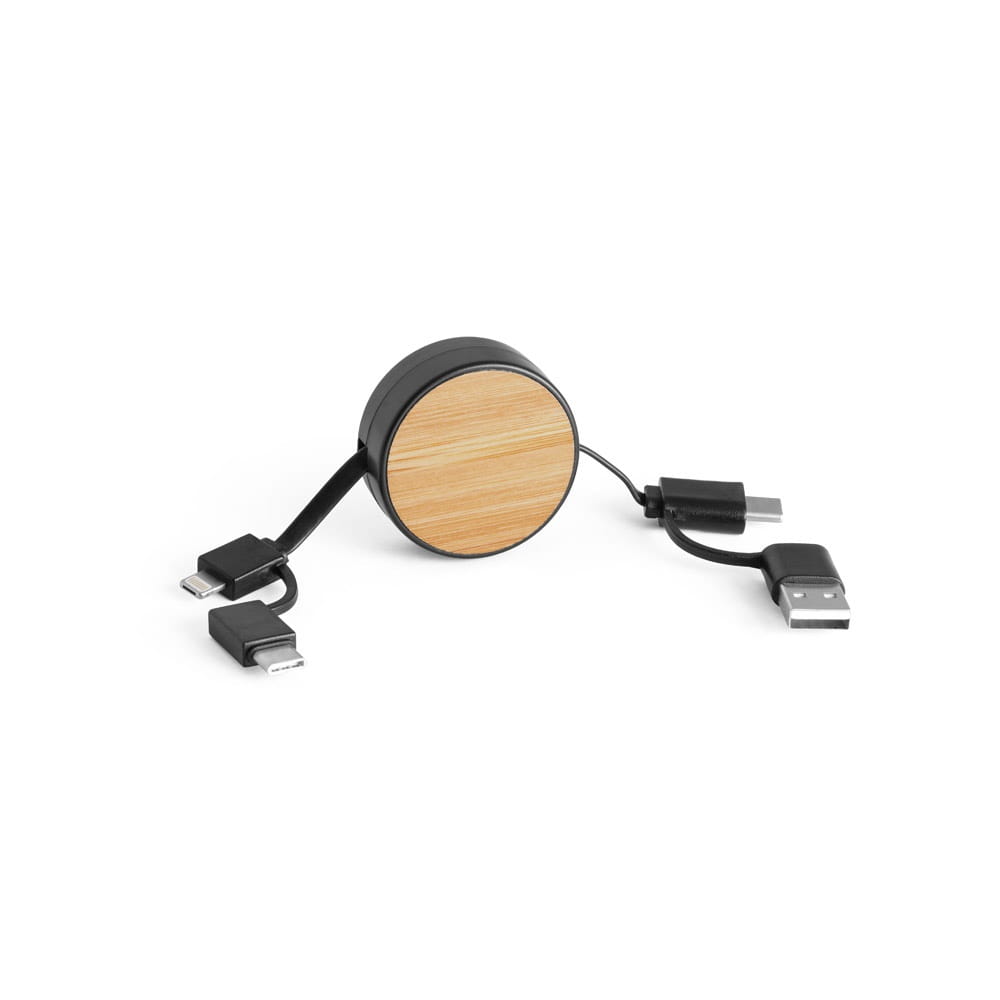 RUBINS. Ausziehbarer 5-in-1-Griff aus ABS und Bambus Schwarz