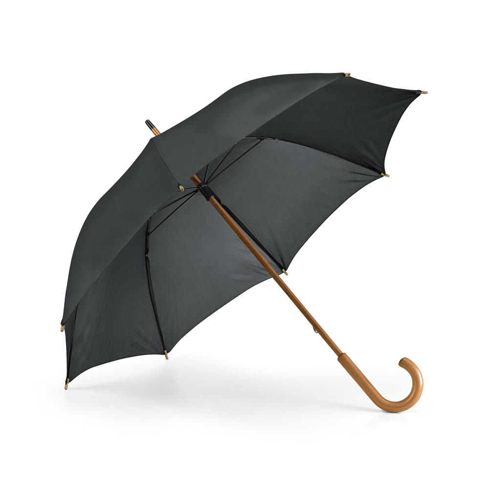 BETSEY. Regenschirm aus 190T-Polyester mit Holzgriff Schwarz