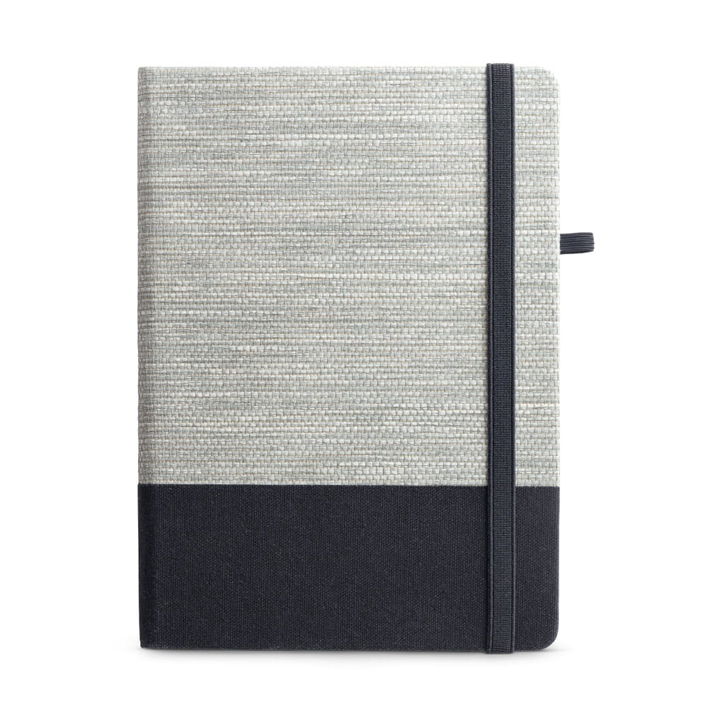 ROUSSEAU. A5-Notizbuch aus Strohfaser und Baumwoll-Canvas Schwarz