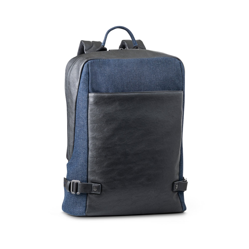 DIVERGENT BACKPACK I. Laptop-Rucksack bis zu 15.6'' aus Denim und PU Dunkelblau