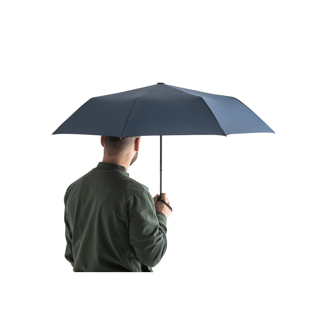 CIMONE. Faltbarer Regenschirm aus rPET mit PP-Griff Blau