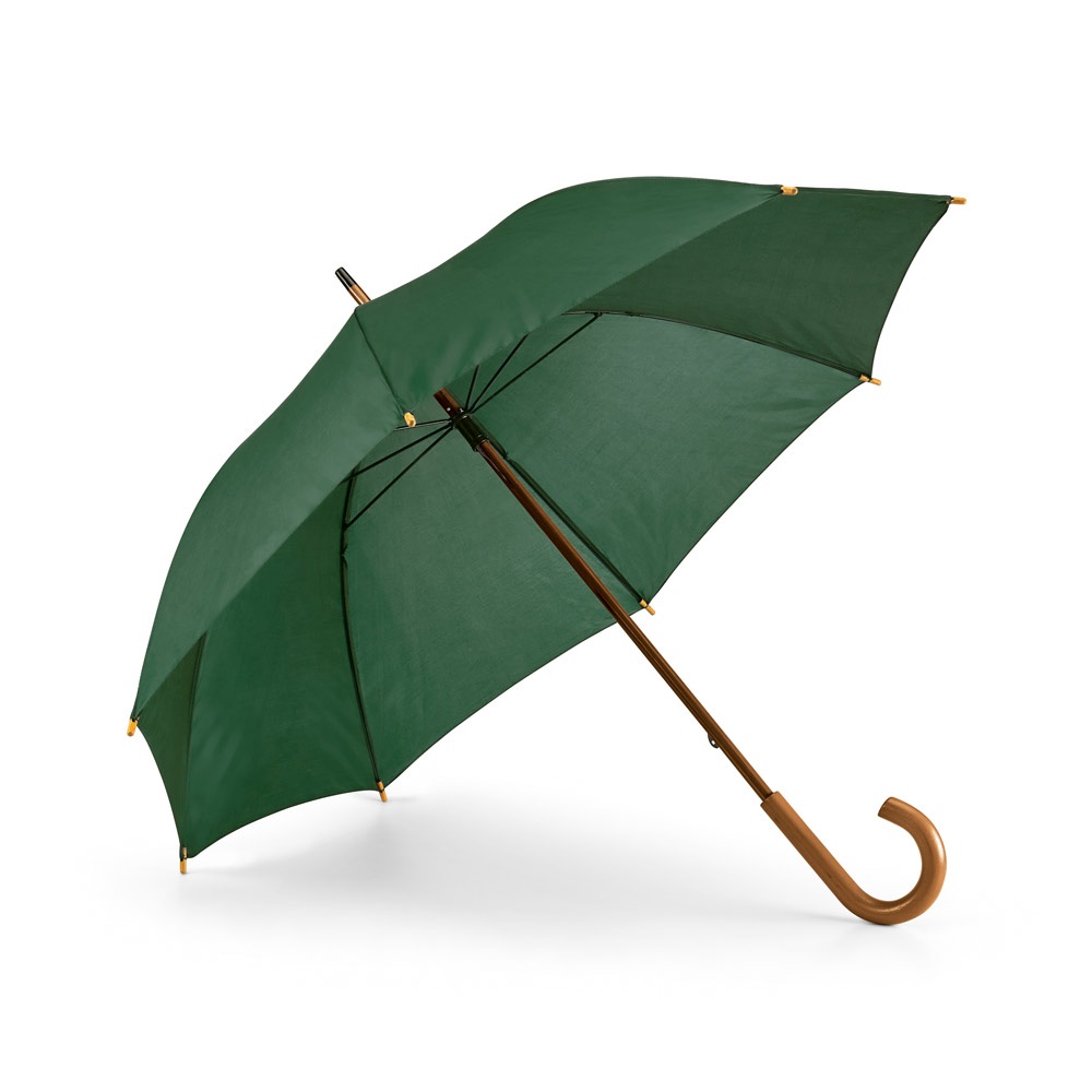 BETSEY. Regenschirm aus 190T-Polyester mit Holzgriff Dunkelgrün