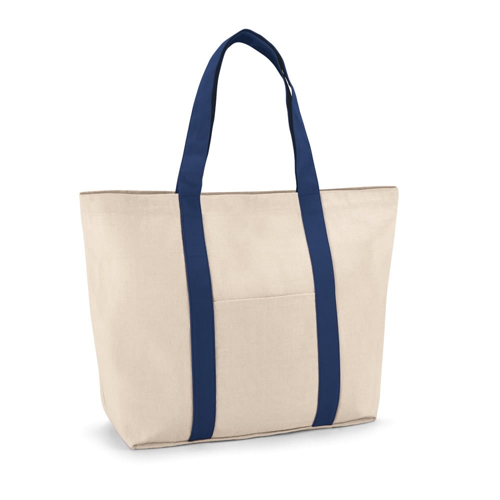 VILLE. Tragetasche aus 100% Canvas-Baumwolle mit einer Innentasche Blau