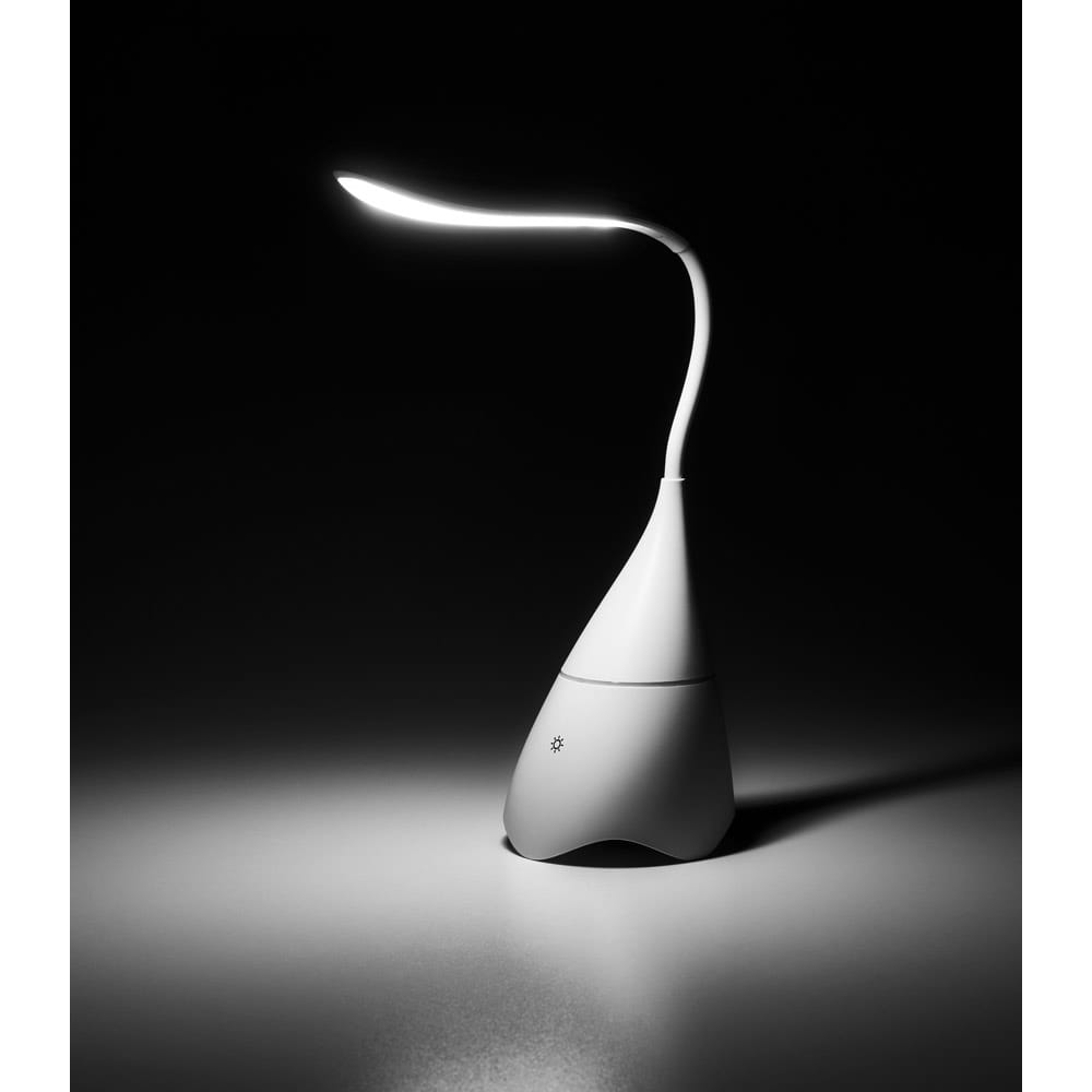 GRAHAME. Schreibtischlampe aus ABS mit Lautsprecher Weiß