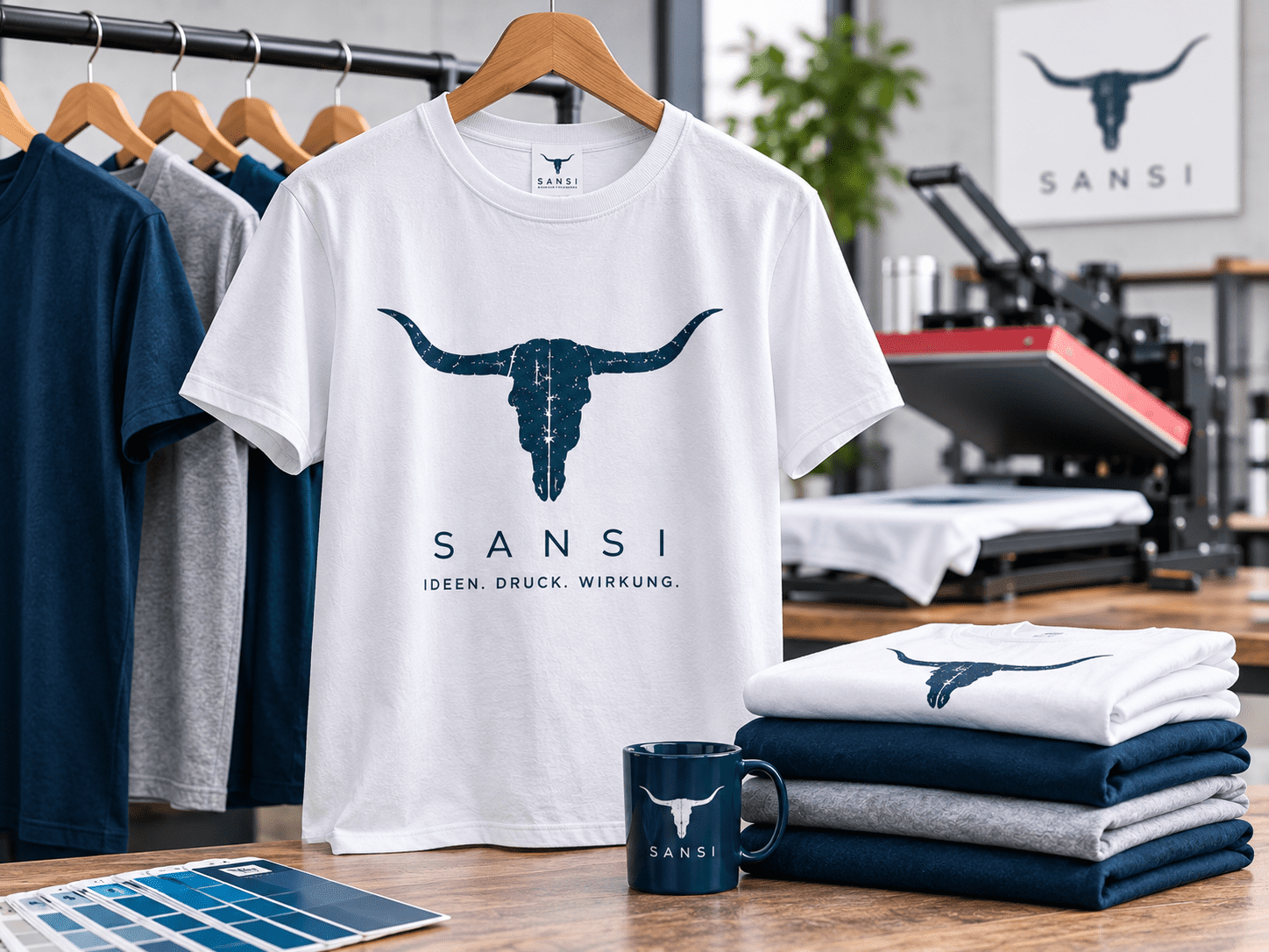 T-Shirts mit individuellen Motiven – Produktaufnahme für SANSI